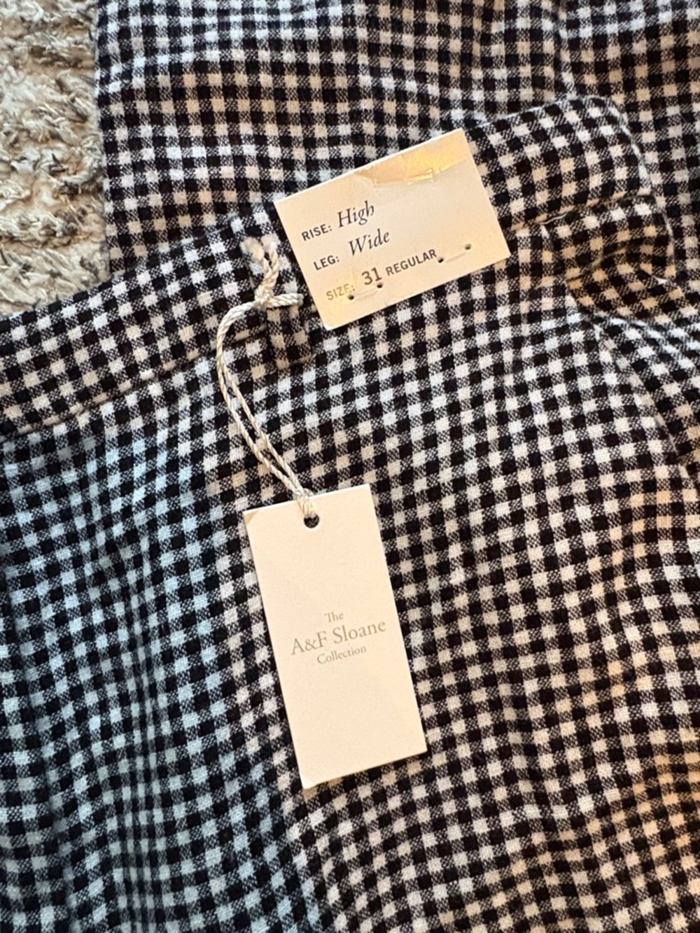 Abercrombie & Fitch Black & White Gingham Wide Leg Pants - Picture 3 of 4